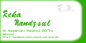 reka mandzsul business card